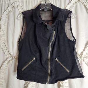 Vintage Stooshy Mesh Black Vest Zipper Sz XL